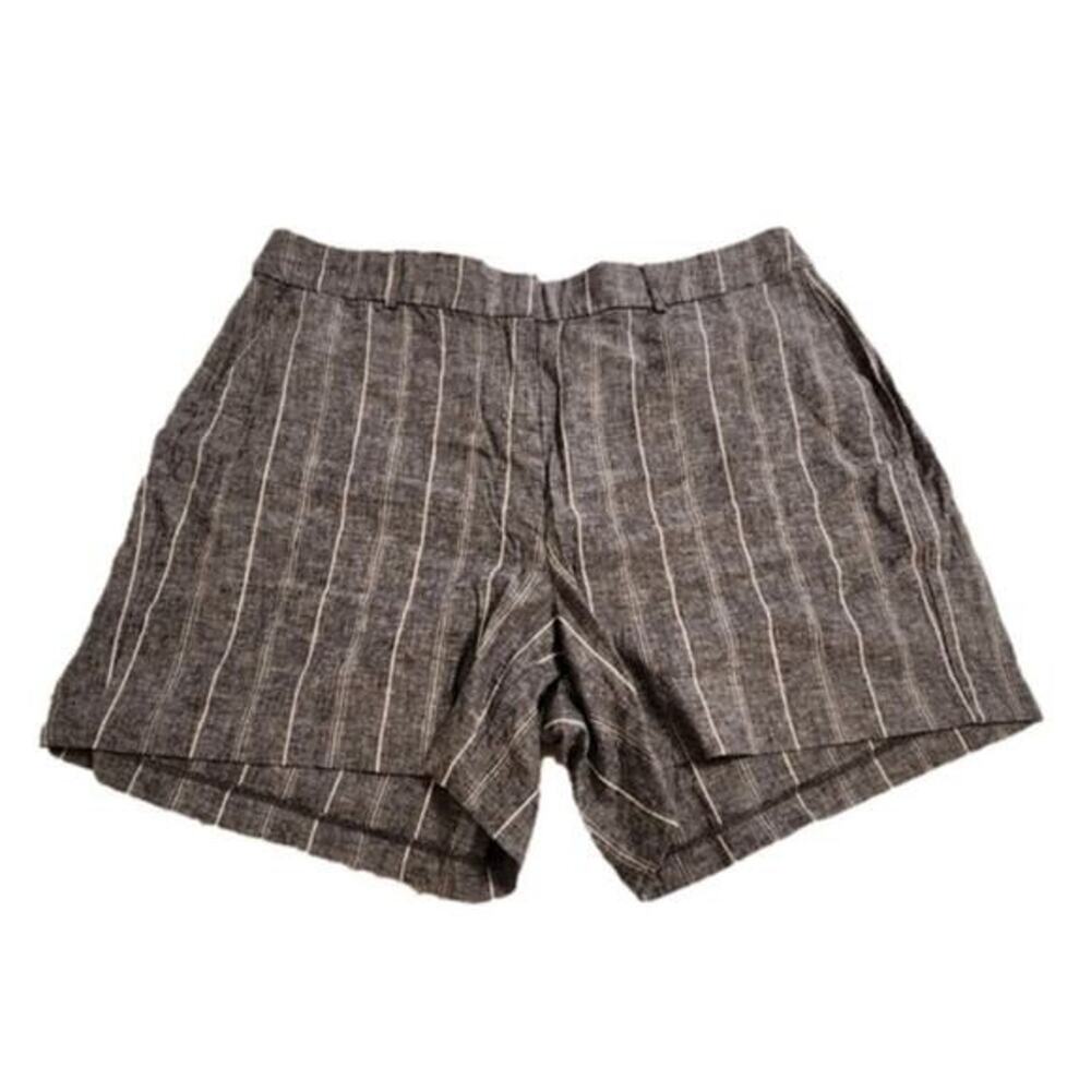 Lane Bryant striped boho Grey and white linen blend shorts plus size 20